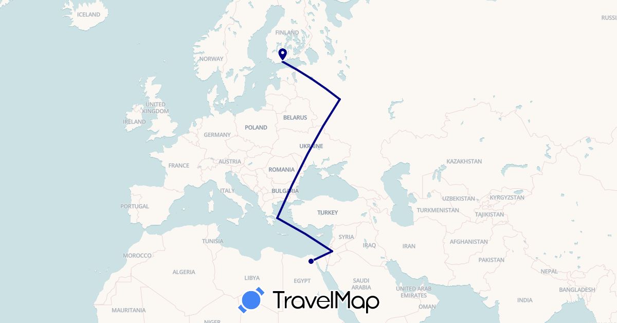 TravelMap itinerary: driving in Egypt, Finland, Greece, Jordan, Russia (Africa, Asia, Europe)